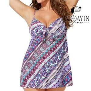 Swimsuits for All Knot Front Swimdress One Piece Swimsuit Size 20 D/DD